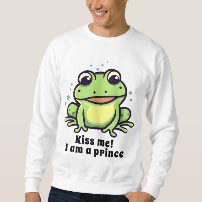 Niedlicher Frosch küsst mich Sweatshirt (Vorderseite)