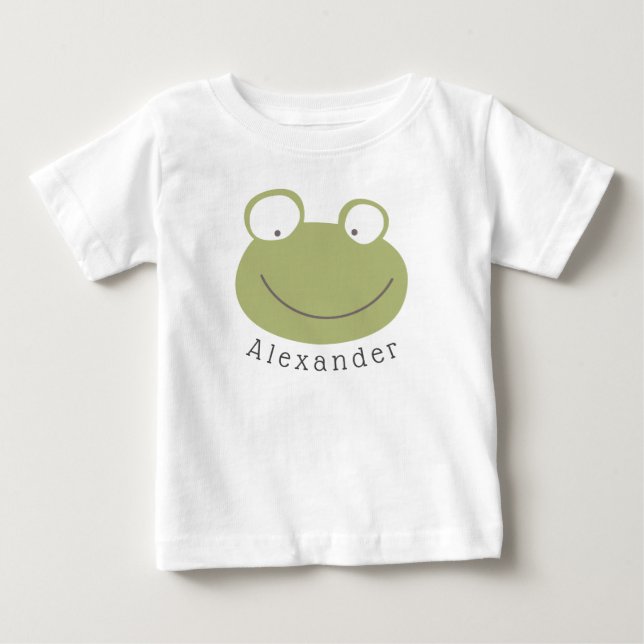 Niedlicher Frosch mit benutzerdefinierbarem Namen Baby T-shirt (Vorderseite)