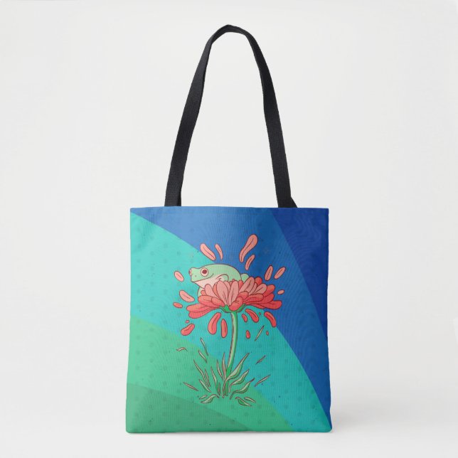 Niedlicher Frosch mit Blume Petals Tasche (Vorderseite)