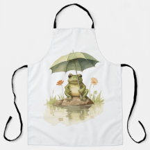Niedlicher Frosch mit einem Regenschirm am See