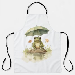 Niedlicher Frosch mit einem Regenschirm am See Schürze