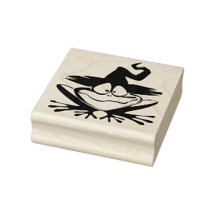 Niedlicher Frosch mit Hexenhut Gummistempel