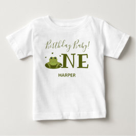 Niedlicher Frosch, Name zuerst Geburtstag Baby T-shirt