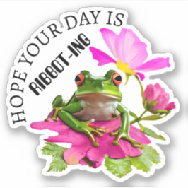 Niedlicher Frosch oder Toad Puff auf rosa Blume Aufkleber
