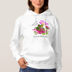 Niedlicher Frosch oder Toad Puff auf rosa Blume Hoodie