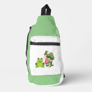 niedlicher Frosch, Pilze und Schmetterling Crossbody Bag