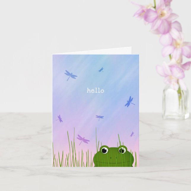 niedlicher Frosch pinkeln einfach hallo Denken Sie Karte (Orchidee)