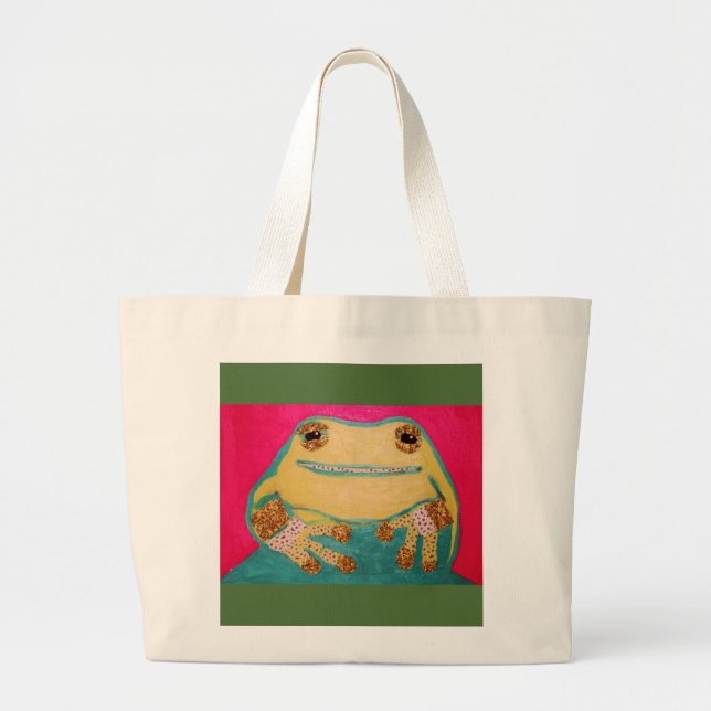 Niedlicher Frosch-riesige Taschen-Tasche Jumbo Stoffbeutel (Vorne)