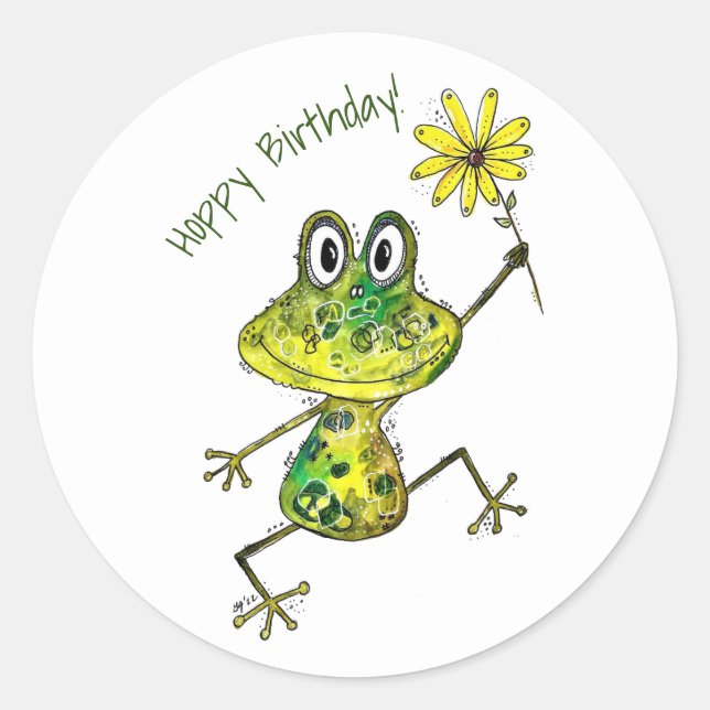 Niedlicher Frosch Runder Aufkleber (Vorderseite)