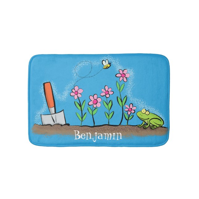 Niedlicher Frosch und Biene in Cartoon-Abbildung Badematte (Vorderseite)