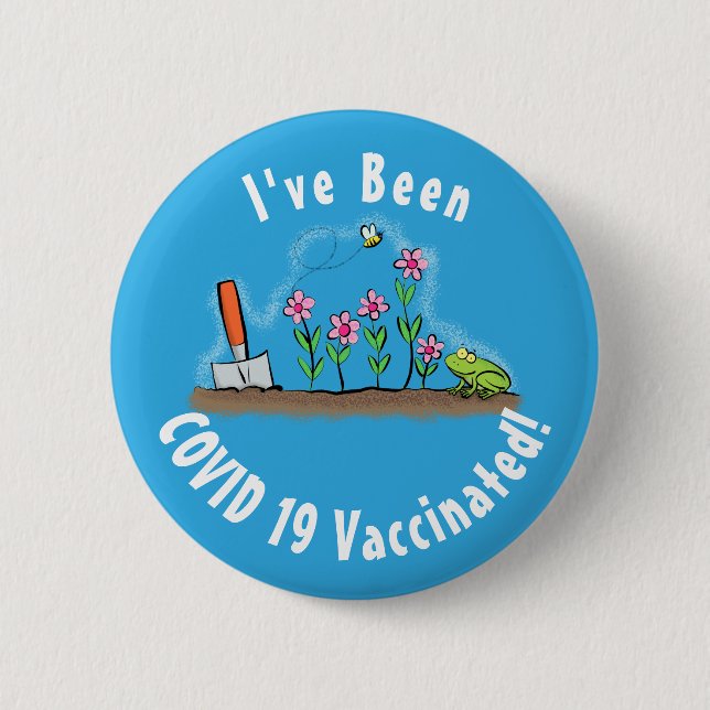 Niedlicher Frosch und Biene in Cartoon-Abbildung Button (Vorderseite)