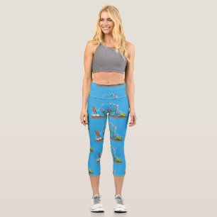 Niedlicher Frosch und Biene in Cartoon-Abbildung Capri Leggings