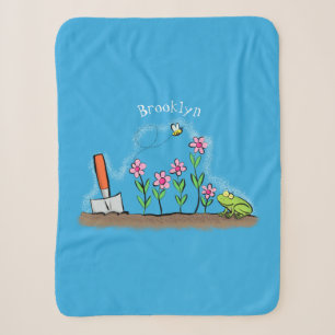 Niedlicher Frosch und Biene in Cartoon-Abbildung Sherpadecke