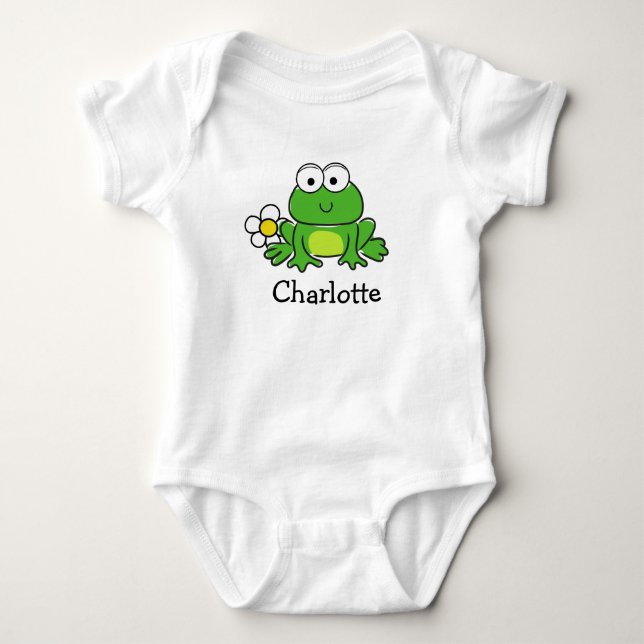 Niedlicher Frosch und Blume Baby Bodysuit Baby Strampler (Vorderseite)