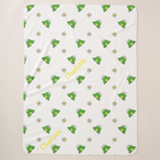 Niedlicher Frosch und Blume Sherpa Blanket Sherpadecke (Vorderseite)