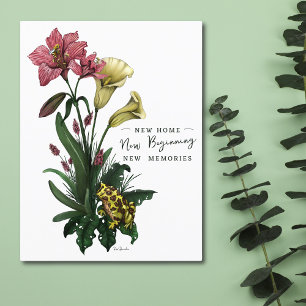 Niedlicher Frosch und Lilien Botanische Blumen Neu Postkarte