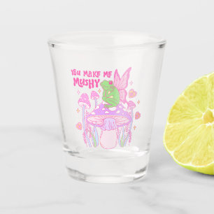 Niedlicher Frosch und Pilz - Ihr macht mich leise Schnapsglas