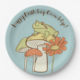 Niedlicher Frosch und Pilze Cotattecore Personalis Pappteller