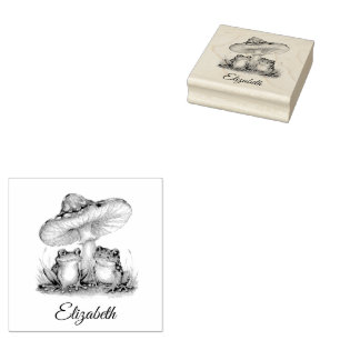 Niedlicher Frosch und Pilze hinzufügen Gummistempel