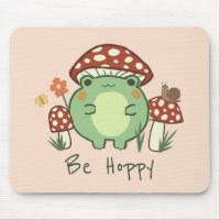 Niedlicher Frosch und Pilze werden hoppy Mousepad