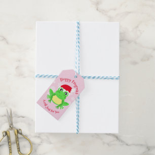 Niedlicher Frosch Weihnachts-Weihnachtsmannmütze C Geschenkanhänger