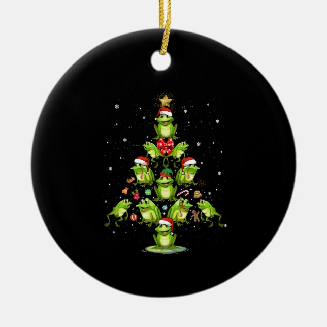 Niedlicher Frosch Weihnachtsbaum Dekor Weihnachtsb Keramik Ornament (Vorne)