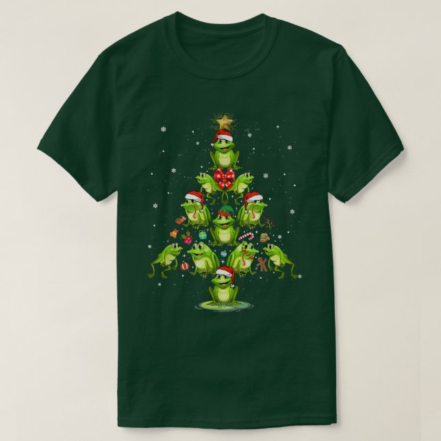 Niedlicher Frosch Weihnachtsbaum Dekor Weihnachtsb T-Shirt (Design vorne)