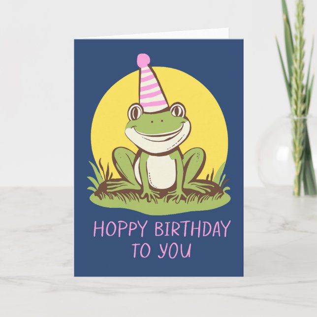 Niedlicher Frosch zum Geburtstag Whimsical Art Karte (Vorderseite)