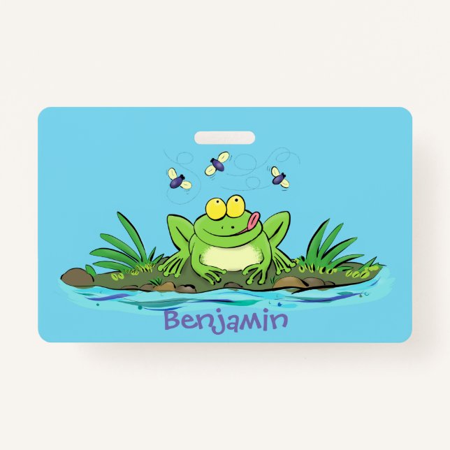 Niedlicher Froschfrosch Cartoon Ausweis (Vorderseite)