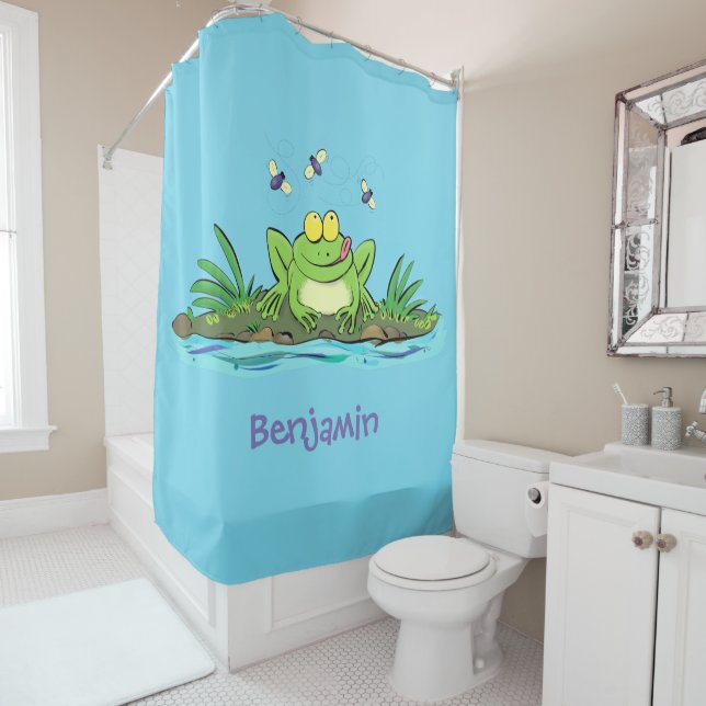 Niedlicher Froschfrosch Cartoon Duschvorhang (Beispiel)