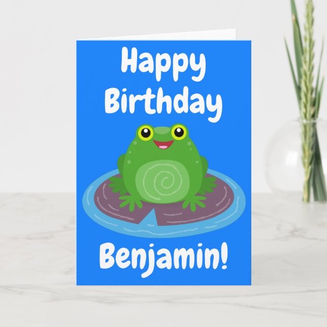Niedlicher Froschfrosch Cartoon Geburtstag Karte (Vorderseite)