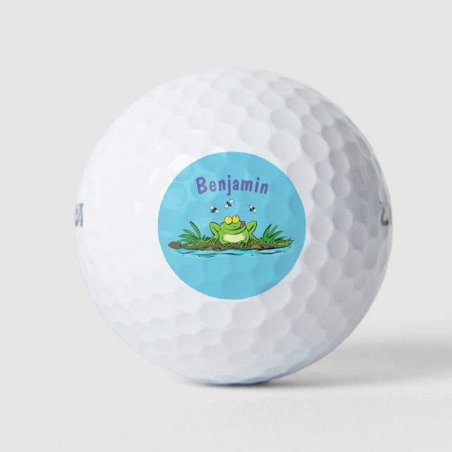 Niedlicher Froschfrosch Cartoon Golfball (Vorderseite)