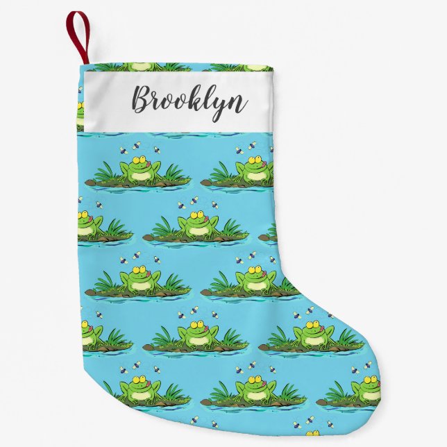 Niedlicher Froschfrosch Cartoon Kleiner Weihnachtsstrumpf (Vorderseite)