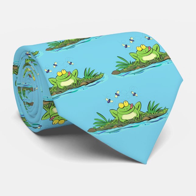 Niedlicher Froschfrosch Cartoon Krawatte (Gerollt)