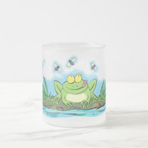 Niedlicher Froschfrosch Cartoon Mattglastasse