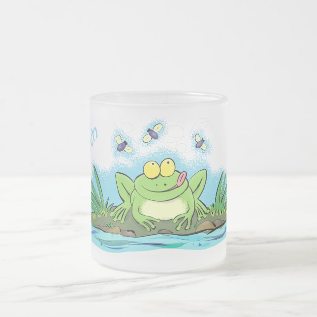 Niedlicher Froschfrosch Cartoon Mattglastasse (Mittel)