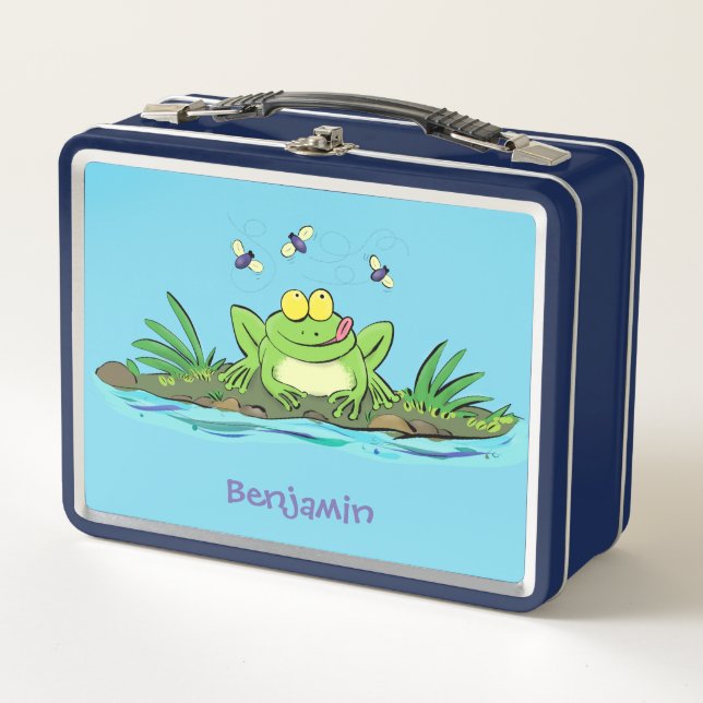 Niedlicher Froschfrosch Cartoon Metall Brotdose (Vorderseite)