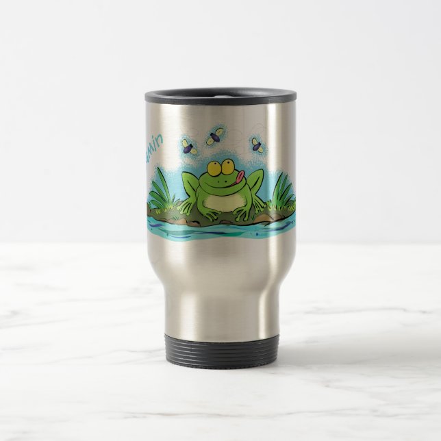 Niedlicher Froschfrosch Cartoon Reisebecher (Mittel)