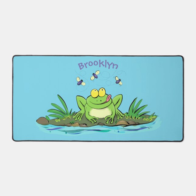 Niedlicher Froschfrosch Cartoon Schreibtischunterlage (Vorderseite)