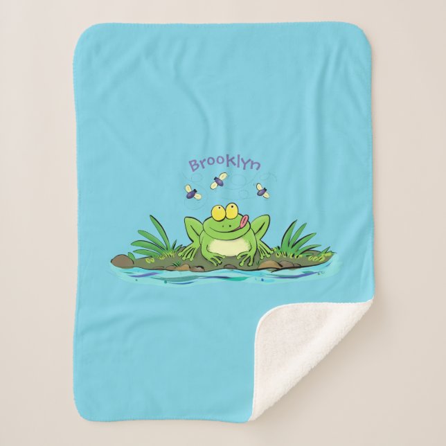 Niedlicher Froschfrosch Cartoon Sherpadecke (Vorderseite)