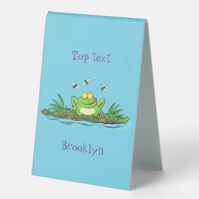 Niedlicher Froschfrosch Cartoon Tischaufsteller (Vorderseite)