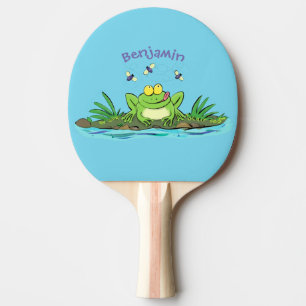 Niedlicher Froschfrosch Cartoon Tischtennis Schläger