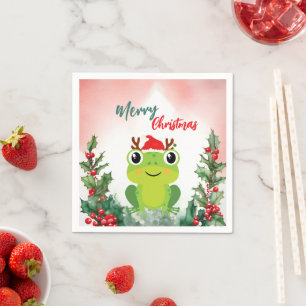 Niedlicher Froschfrosch Weihnachtsfrosch Weihnacht Serviette