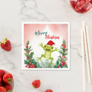 Niedlicher Froschfrosch Weihnachtsfrosch Weihnacht Serviette