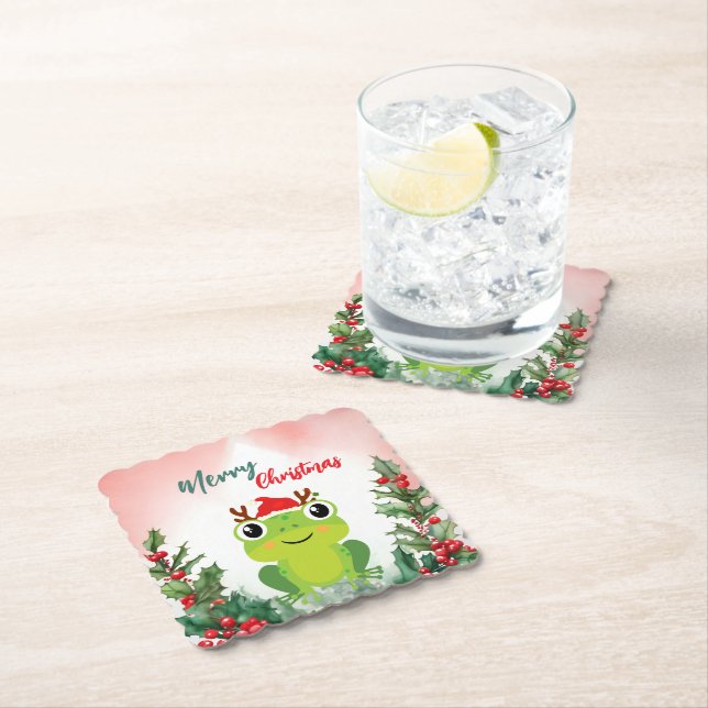 Niedlicher Froschfrosch Weihnachtsfrosch Weihnacht Untersetzer (Vor Ort)