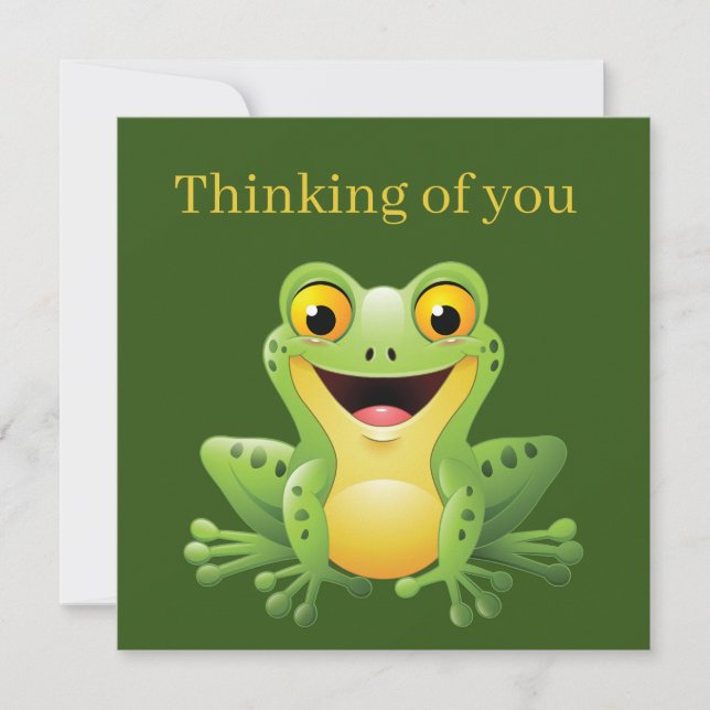 Niedlicher Froschgedanken fügen Sie Text hinzu Mitteilungskarte (Vorderseite)