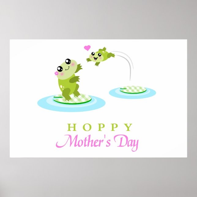Niedlicher Froschhoppy Glückstag Muttertag Poster (Vorne)