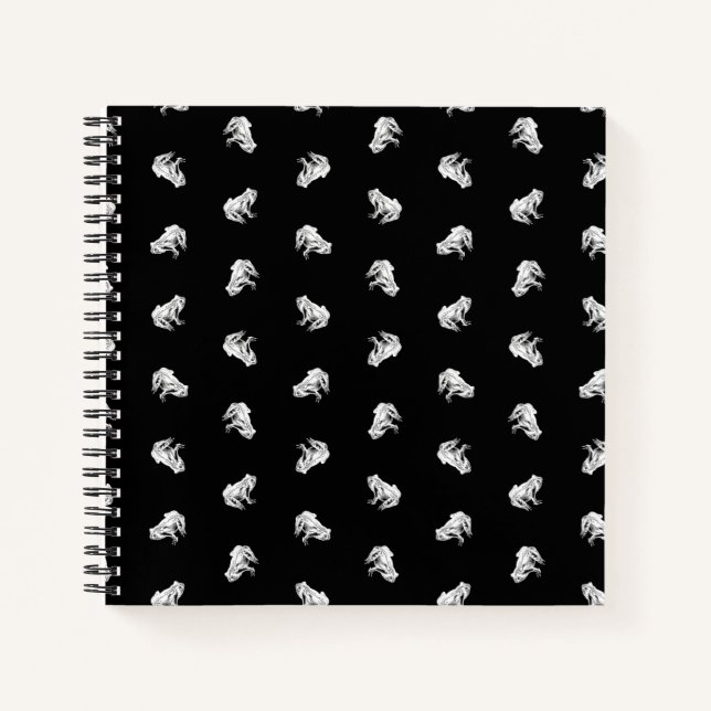 Niedlicher Froschmuster Frosch Kunstdesign Schwarz Notizbuch (Vorderseite)