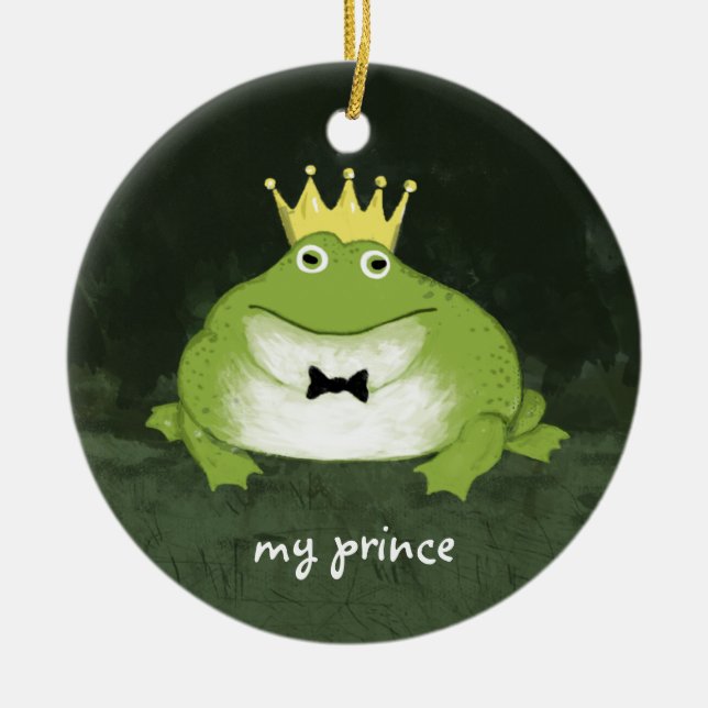 Niedlicher Froschprinz mit benutzerdefinierter Tex Keramik Ornament (Vorne)