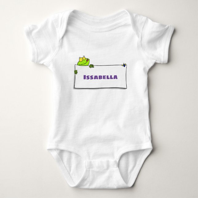 Niedlicher Froschsigne Cartoon Abbildung Baby Strampler (Vorderseite)